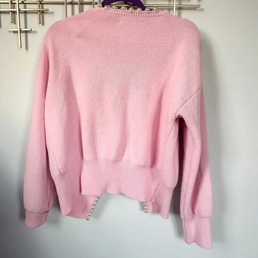 Self-Same Pink Pearl Charlotte Cotton Cardigan Loveshack Fancy - Picture 7 of 16